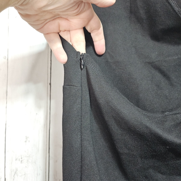 Marcella Women's Black Manhattan One Shoulder Sleeve Midi Dress Side Zip Size M. - Picture 11 of 11